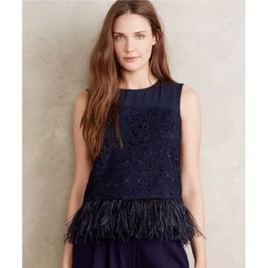 NWT Anthro Greylin Feather Fringe Lace Blouse XL